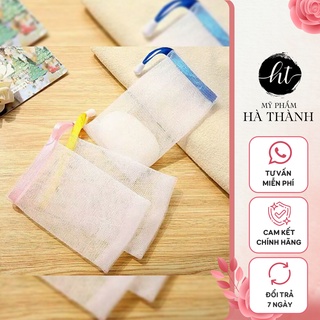 Túi lưới đựng xà bông, xà phòng tạo bọt tiện lợi có dây rút bền bỉ kích thước 9,5cm x 15cm - HT041