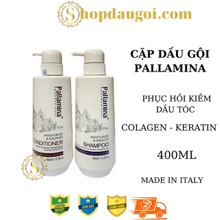 CẶP Dầu Gội Dầu Xả Kiềm dầu Phục Hồi Siêu Mềm Mượt Colagen - Keratin Pallamina 400ml