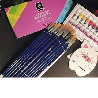cọ vẽ acrylic , màu nước , goauche