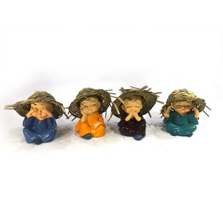 Bộ tượng 4 chú tiểu tứ không đội nón rơm siêu cute