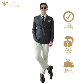 Bộ Vest nam áo Blazer Vest Suit quần tây phối xám trắng kem 2 túi 6 khuy, satorial, chất WOOL - THE SUITS HOUSE