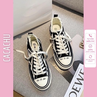 Giày thể thao nữ sneaker Xvessel tăng chiều cao siêu hot 2021 CACACHU G018-019, giày sục thể thao nữ màu đen trắng