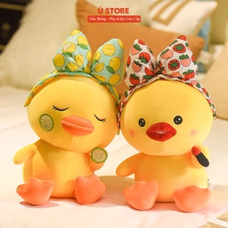 Gấu Bông Vịt Đeo Nơ má hồng dễ thương size 35cm - Đồ chơi quà tặng Hot Trend