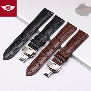 [SALE HOT] Dây đồng hồ da kèm KHÓA BƯỚM chống gãy, dây da đeo tay vân cá sấu FULL SIZE