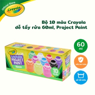 Bộ 10 hũ sơn 59ml Crayola Dễ tẩy rửa Màu Neon, Project Paint - 542390
