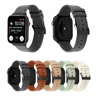 Dây đeo bằng da thật kiểu cổ điển cho đồng hồ thông minh Apple Watch Iwatch 38mm 42mm 40mm 44mm Cr dòng Se 6 5 4 3 2 1