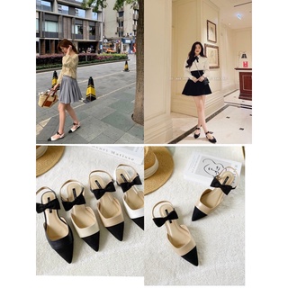 Giày búp bê nữ đế bệt chất da đính nơ hàn quốc, DÉP SỤC NỮ MŨI NHỌN quai nơ tiểu thư sang chảnh