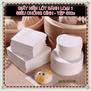 Giấy nến chống dính lót bánh bao, há cảo, dimsun, giấy lót cắt sẵn hình tròn, vuông nhiều kích thước 500 tờ