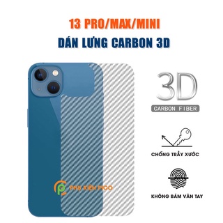 Dán lưng Iphone 13 trong suốt nổi vân Carbon 3D tản nhiệt tốt chống bám vân tay cho Iphone 13