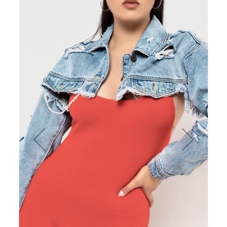 Áo Khoác Jeans Bò Rách Croptop CELLO Hàng Xuất Xịn Cao Cấp Chất Siêu Đẹp Xanh Nhạt Phong Cách Trẻ Trung V01