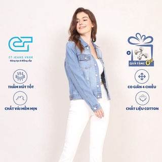 Áo Khoác Denim Jacket, áo khoác bò nữ Trơn CT Jeans