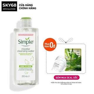 Nước tẩy trang Simple Micellar làm sạch trang điểm vượt trội - không chứa cồn gây khô rát 200ml