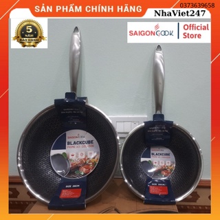 Chảo Chống Dính Sâu lòng-Saigoncook-Blackcube Prime X3-Inox 304-3 lớp-chống trày sước-siêu bền,đẹp,chính hãng-giá rẻ