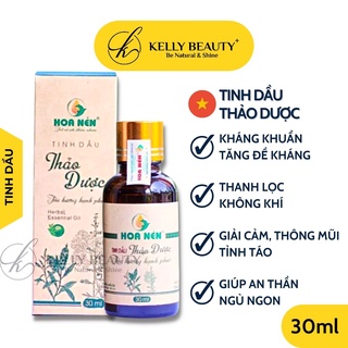 Tinh Dầu Thảo Dược HOA NÉN 30ml - Làm sạch không khí, giúp thư giãn, ngủ ngon; khử mùi, đuổi côn trùng | KELLY BEAUTY