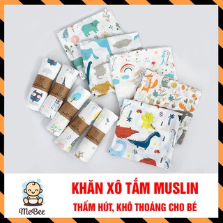 Khăn xô tắm Muslin 100% cotton (110x100cm) thấm hút, khô thoáng cho bé