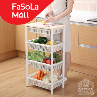 Kệ nhựa nắp gỗ 4 tầng tiện lợi FASOLA FSLRY-268