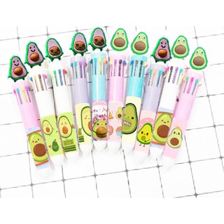 Bút bấm 10 màu bút quả bơ BNMI12 bút nhiều màu cute bút 10 màu dễ thương
