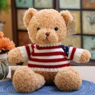 Gấu Bông Teddy Head Tales Thú Nhồi Bông Lông Xù Size Mini 30cm Áo Kẻ