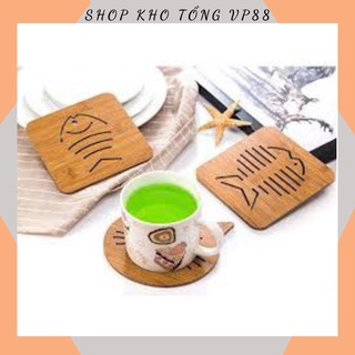 MIẾNG LÓT CỐC ĐĨA NỒI BẰNG GỖ SANG CHẢNH 9,5CM-2193- KHO TỔNG