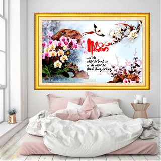 Tranh đính đá chữ nhẫn 75*50cm - tự đính