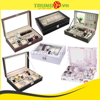 Hộp Đựng Đồng Hồ Trang Sức &amp; Kính Mát nhiều mẫu - Vỏ Da PU Cao Cấp