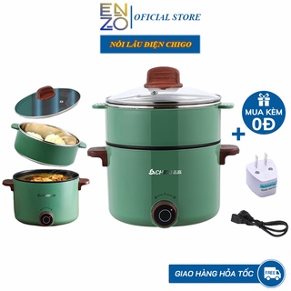 [HOT] Nồi Điện Đa Năng Chigo 2-3L Chống Dính Cao Cấp, Nồi Lẩu Điện Chính Hãng Mini 3 Tầng Có Xửng Hấp, Xào, Chiên Rán