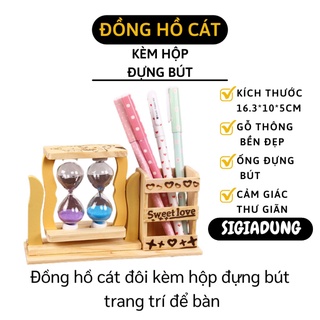[SGD] Đồng Hồ Cát - Hộp Đựng Bút Kiêm Đồng Hồ Cát 2 Lọ Trang Trí Bàn Học Đáng Yêu 5740
