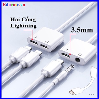 Jack Chuyển Đổi + Jack Chia Cổng Vừa Sạc- Vừa Sử Dụng Tai Nghe - Hỗ Trợ Mic Cho iPhone 6 đến 13 pro max