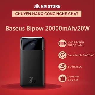 Pin dự phòng PD 20W Baseus Bipow Digital Display sạc nhanh 3A, dung lượng 20000mAh, có đèn LED hiện thị, 3 cổng Output