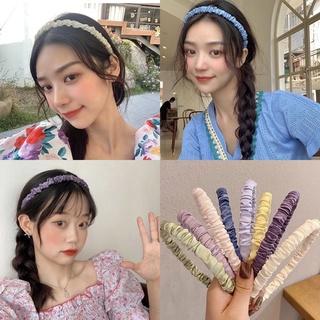 Bườm tóc vải dún lụa xinh xắn màu trơn. Cài tóc , băng đô phong cách retro Hàn Quốc