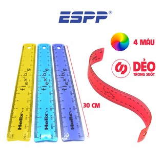 Thước đo trong suốt dẻo không gãy màu (Giao màu ngẫu nhiên) - 30cm - HELIX