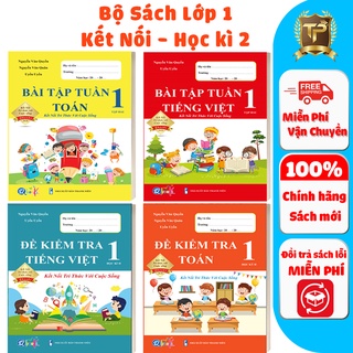 Sách - Combo Bài Tập Tuần và Đề Kiểm Tra Lớp 1 Kết Nối Tri Thức Với Cuộc Sống - Môn Toán và Tiếng Việt học kì 2 (4 cuốn)