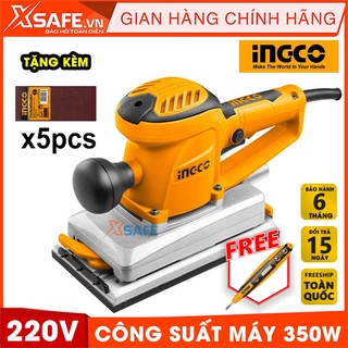 Máy chà nhám INGCO FS35028 350W kèm 5 miếng giấy nhám Máy chà nhám cầm tay chất liệu cao cấp hoạt động mạnh mẽ
