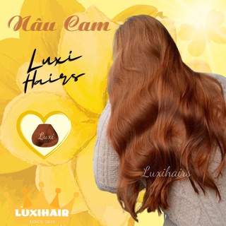 Thuốc Nhuộm Tóc Màu NÂU CAM Tặng Kèm Oxi Găng Tay Mũ Trùm Đầu - Luxihair