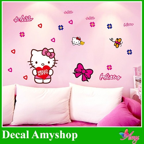 Sticker trang trí nhà cửa Decal dán tường Mèo Kitty - DB005