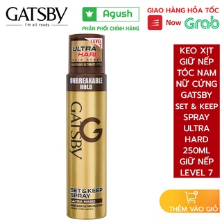 Keo xịt giữ nếp tóc namnữ phồng mái siêu cứng Gatsby Set Keep Hair Spray Ultra Hard chai 250ml định hình thơm không bết