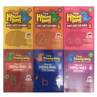 Sách Megabook - Combo Cùng Khủng Long Học Nét Và Tập Viết Chữ Cơ Bản - Sticker Bé Gái (6 Cuốn)