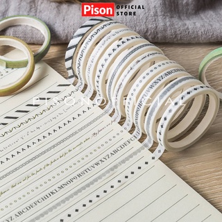 Hộp 10 cuộn băng keo washi tape Pison - BK009 - 1 bộ