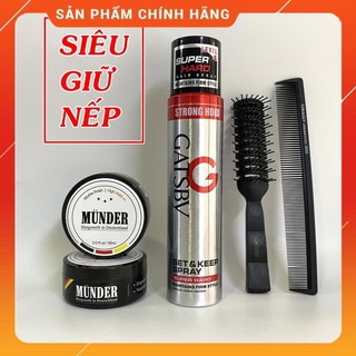 ❤️KHUYẾN MẠI SỐC❤️ Sáp Vuốt Tóc Nam MUNDER + Gôm Xịt Tóc Gatsby + Tặng Lược | Wax vuốt tóc nam | Keo vuốt tóc nam