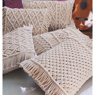 Gối tựa lưng sofa nghệ thuật thắt dây macrame phong cách boho