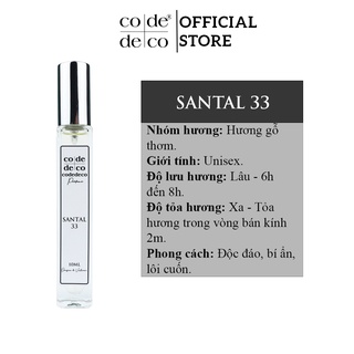 Tinh Dầu Nước Hoa Code Deco Santal 33 Độc Đáo, Bí Ẩn 10ml
