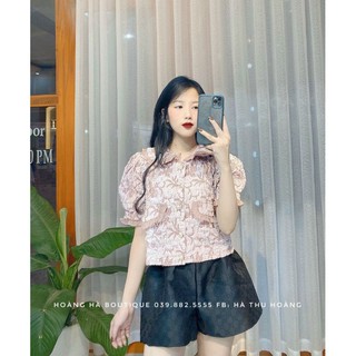 Áo xốp gấm hoa nổi cổ sen