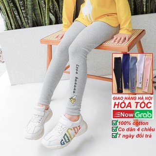 Quần legging cho bé gái 6-45kg co dãn 4 chiều hình thêu hoa quả