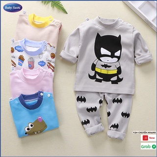 Bộ quần áo dài tay thu đông cotton bé gái bé trai nhiều hình dễ thương mẫu mới 2021