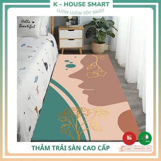 Thảm trải sàn cạnh giường phòng ngủ họa tiết dễ thương, thảm trải sàn phòng ngủ cao cấp