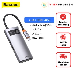 Bộ chuyển đổi hub baseus 4 in 1 typec to hdmi 4k usb 3.0 usb 2.0 pd 100w cho laptop macbook chính hãng baseus