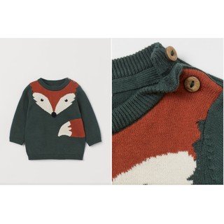Áo len xanh cáo HM H&amp;M sz 12-18m_hàng chính hãng authentic