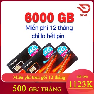 Sim 4G Vinaphone U1500 500GB/tháng Thả ga data - Trọn Gói 12 tháng Không Cần Nạp Tiền