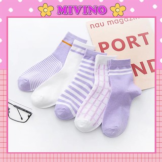 Tất nữ Mivino vớ dễ thương tím vintage hàn quốc nhẹ nhàng TN64
