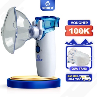 Máy Xông Mũi Họng Cầm Tay Chido CN Nhật Bản 2 mặt nạ silicon dùng cho người lớn và trẻ em nhỏ gọn tiện mang theo